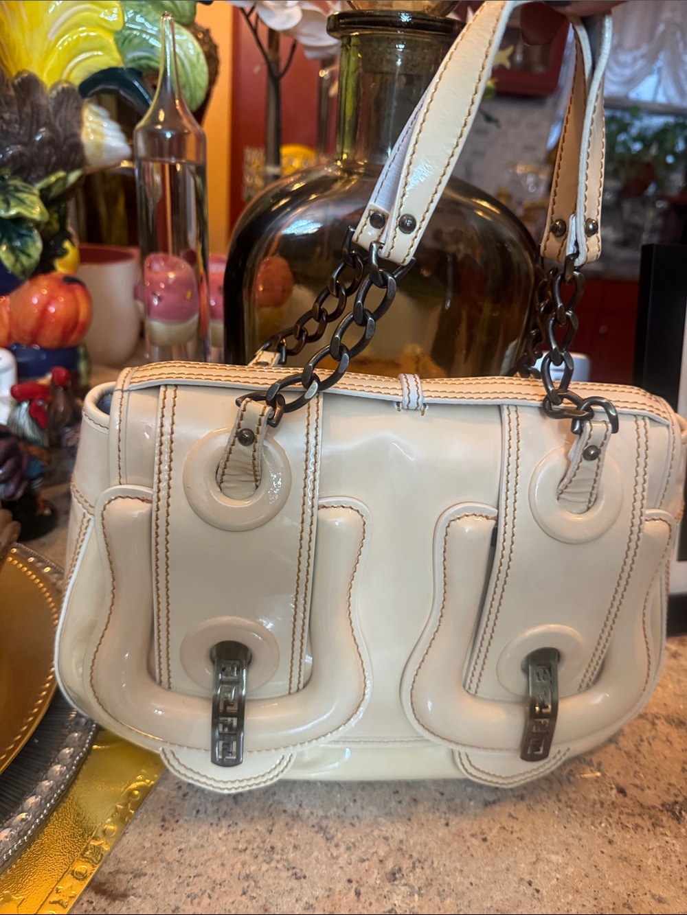 Authentic Vintage Fendi Cream Patent Leather Satchel - Women’s Bag - Picture 2 of 14